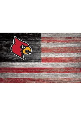 Louisville Cardinals Distressed Flag 11x19 Sign - Black
