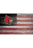 Louisville Cardinals Distressed Flag 11x19 Sign - Black