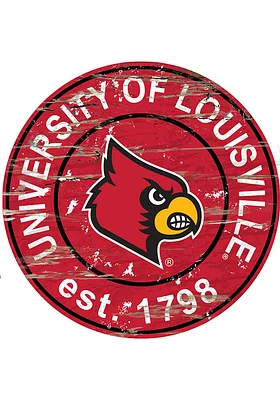 Louisville Cardinals Established Date Circle 24 Inch Sign - Red