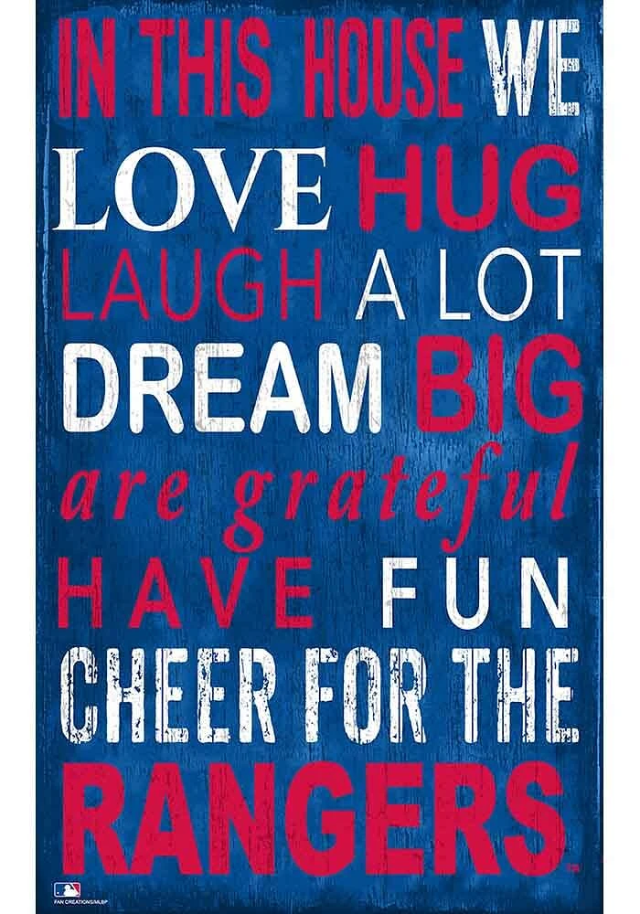 Texas Rangers In This House Sign - Blue