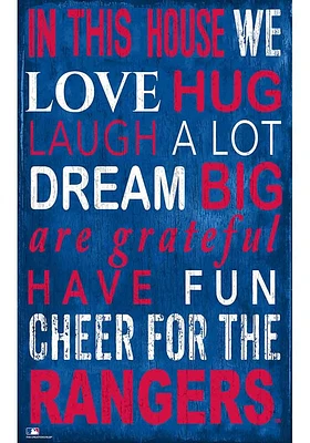Texas Rangers In This House Sign - Blue