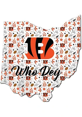 Cincinnati Bengals 12in Floral State Sign