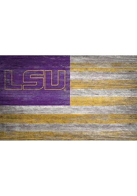 LSU Tigers Distressed Flag 11x19 Sign - Purple