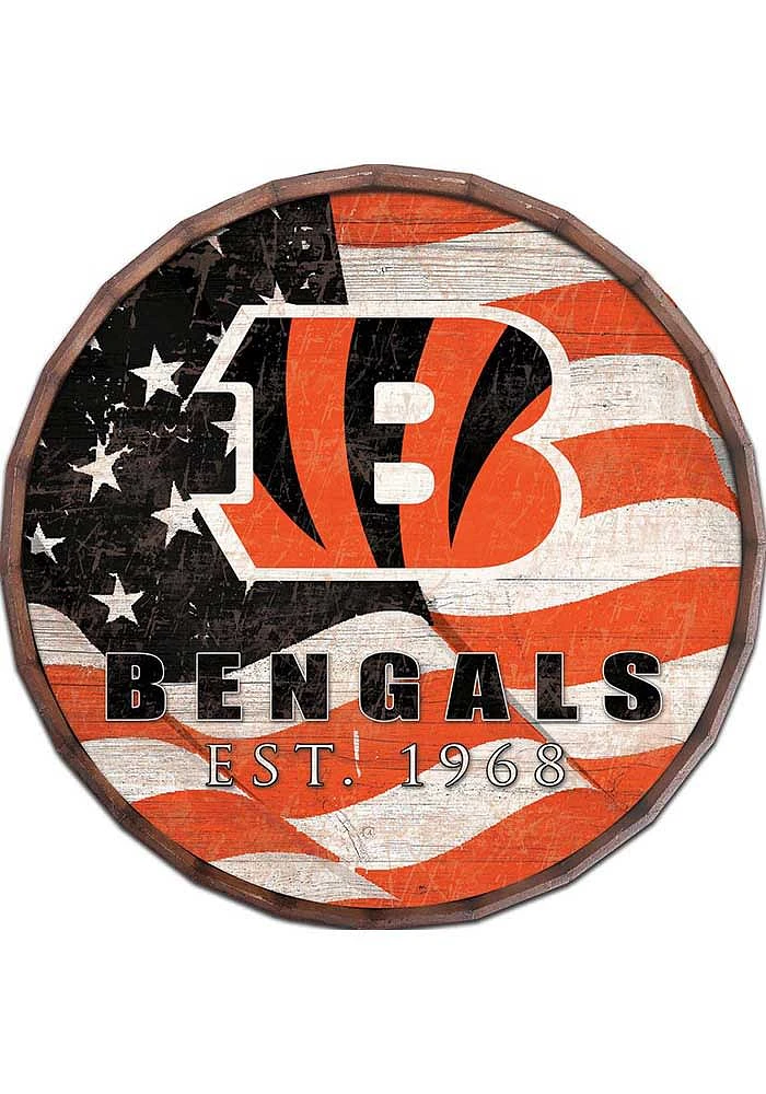 Cincinnati Bengals Flag 24in Barrel Top Sign