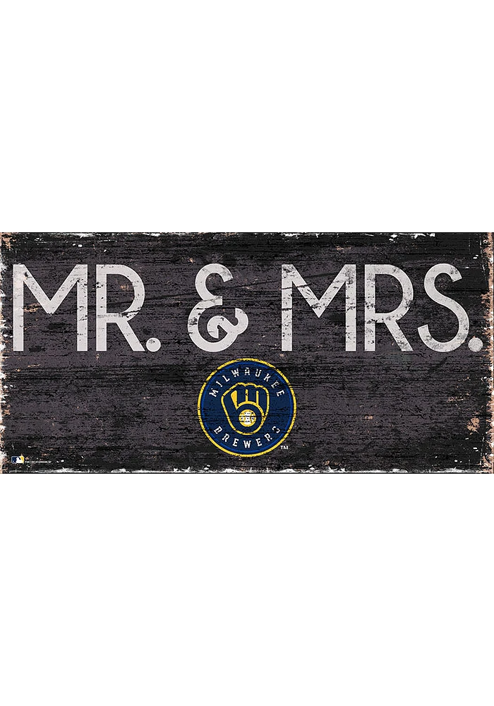 Milwaukee Brewers Mr and Mrs Sign - Navy Blue