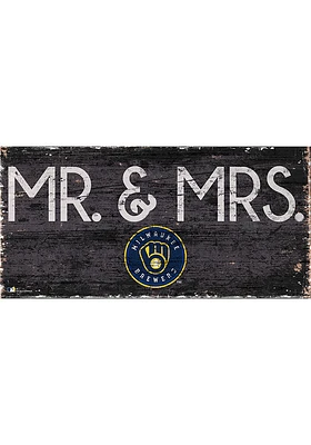 Milwaukee Brewers Mr and Mrs Sign - Navy Blue