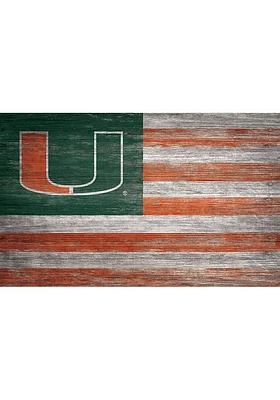 Miami Hurricanes Distressed Flag 11x19 Sign - Green