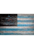 Miami Marlins Distressed Flag 11x19 Sign - Black