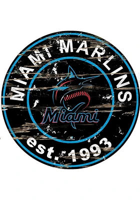 Miami Marlins Established Date Circle 24 Inch Sign - Black