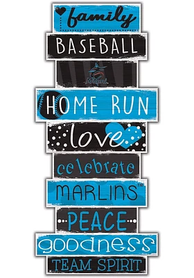 Miami Marlins Celebrations Stack 24 Inch Sign - Black