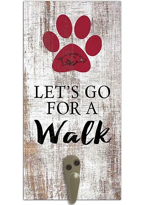 Arkansas Razorbacks 6x12 Leash Holder Sign - White