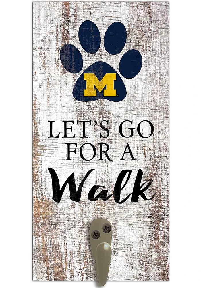 Michigan Wolverines 6x12 Leash Holder Sign - White