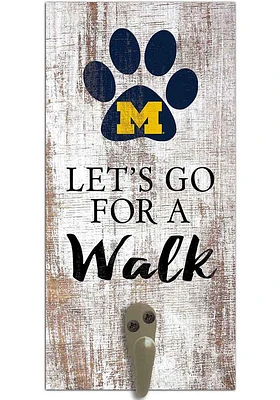Michigan Wolverines 6x12 Leash Holder Sign - White