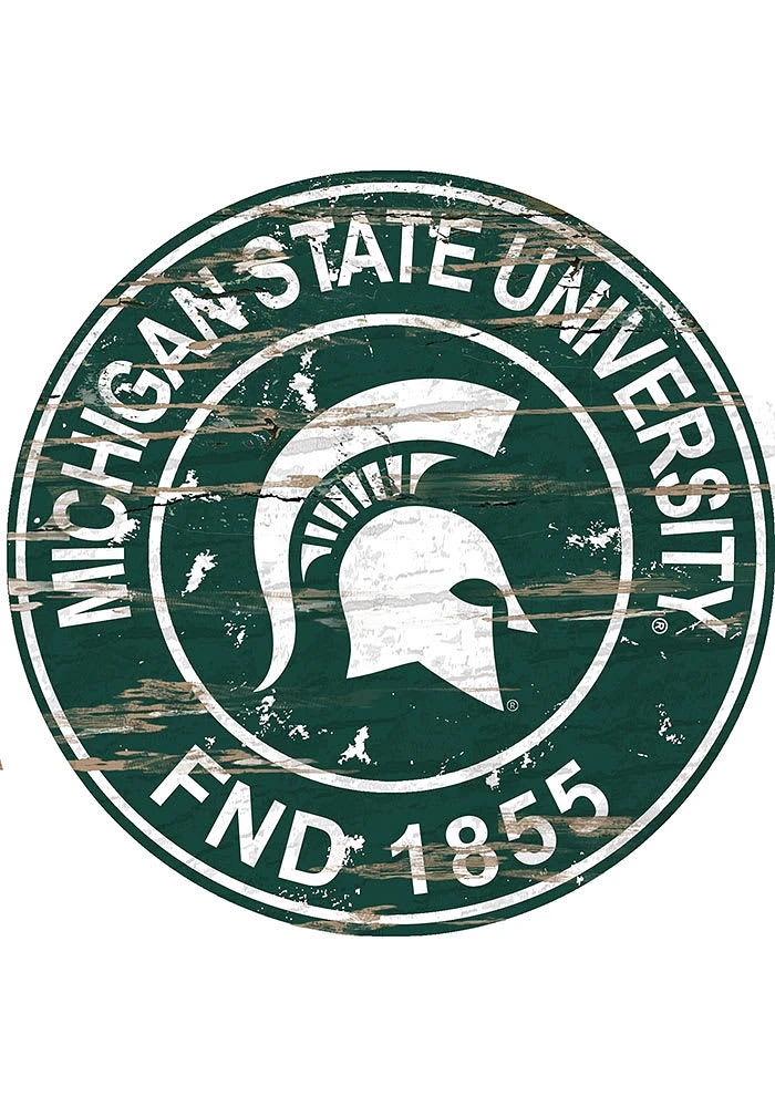 Michigan State Spartans Established Date Circle 24 Inch Sign - Green