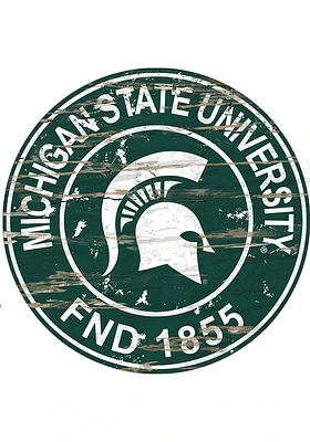Michigan State Spartans Established Date Circle 24 Inch Sign - Green