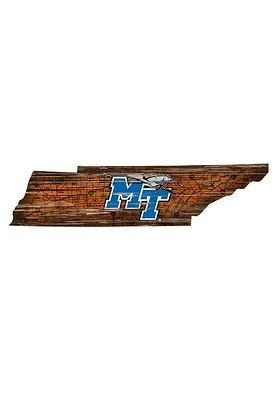 Middle Tennessee Blue Raiders Distressed State 24 Inch Sign - Brown