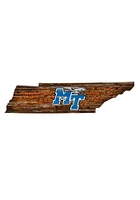 Middle Tennessee Blue Raiders Distressed State 24 Inch Sign - Brown