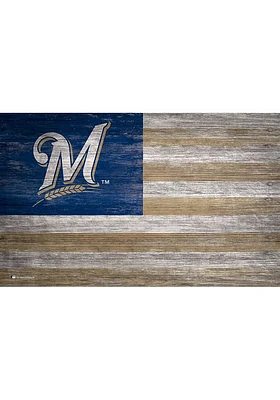Milwaukee Brewers Distressed Flag 11x19 Sign - Blue