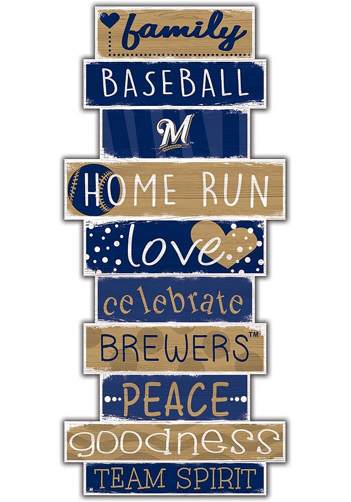 Milwaukee Brewers Celebrations Stack 24 Inch Sign - Navy Blue