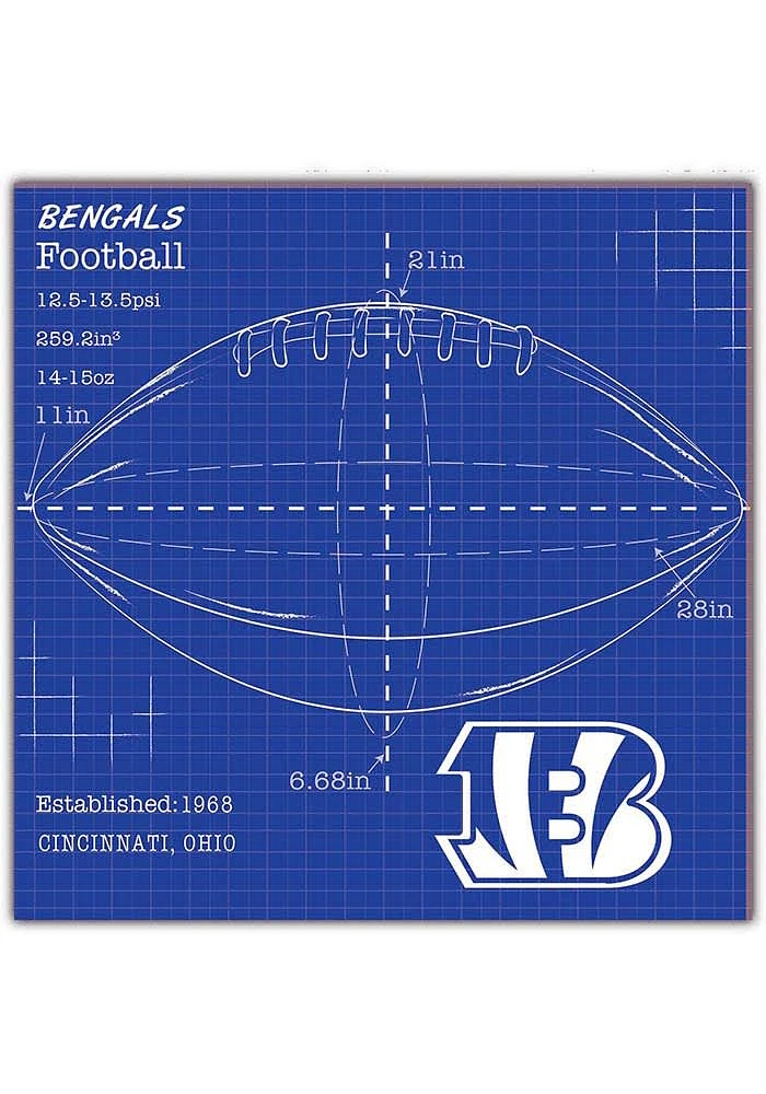 Cincinnati Bengals Ball Blueprint 10x10 Sign