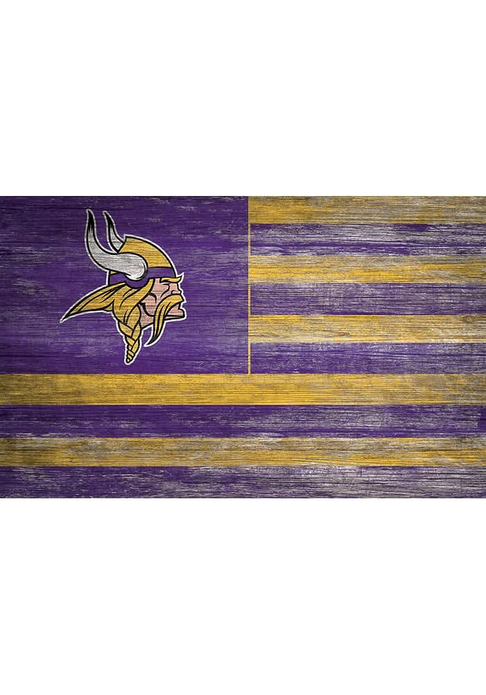 Minnesota Vikings Distressed Flag 11x19 Sign - Purple