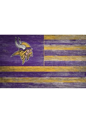 Minnesota Vikings Distressed Flag 11x19 Sign - Purple