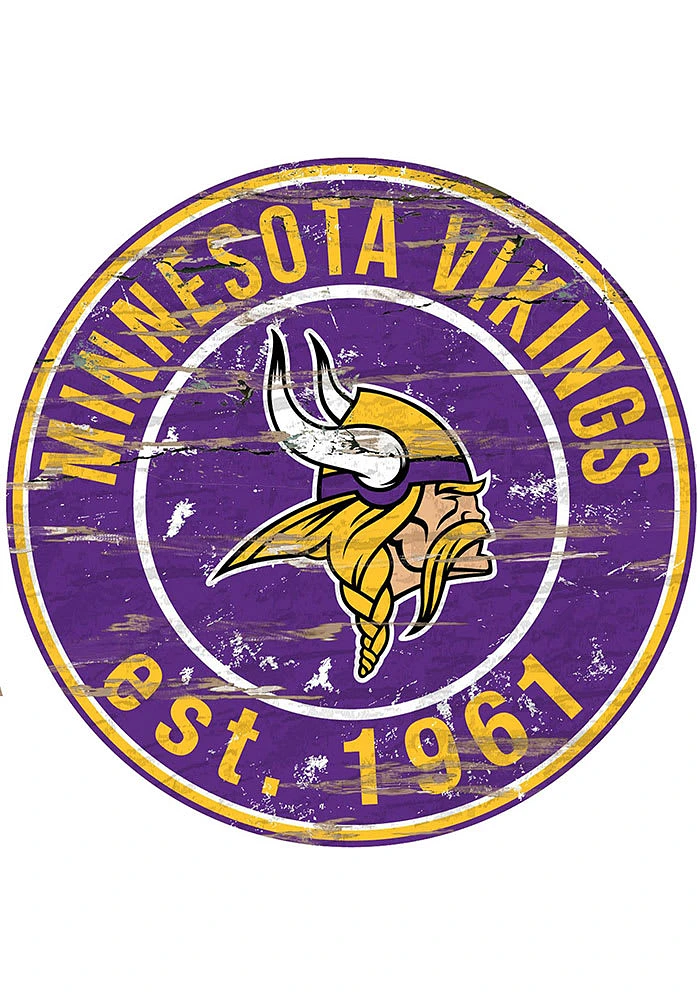 Minnesota Vikings Established Date Circle 24 Inch Sign - Purple