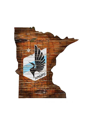 Minnesota United FC Distressed State 24 Inch Sign - Brown
