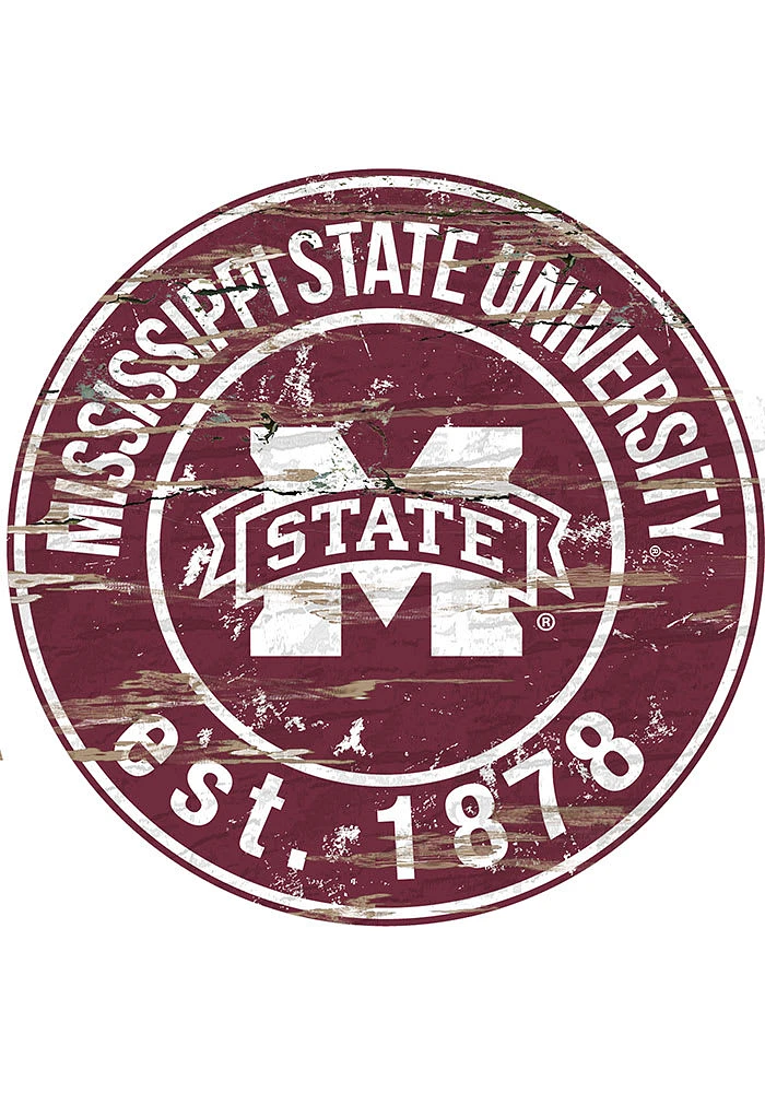 Mississippi State Bulldogs Established Date Circle 24 Inch Sign - Red