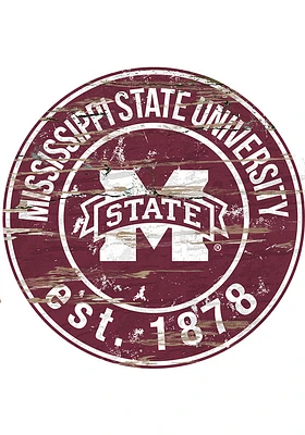 Mississippi State Bulldogs Established Date Circle 24 Inch Sign - Red