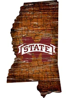 Mississippi State Bulldogs Distressed State 24 Inch Sign - Brown