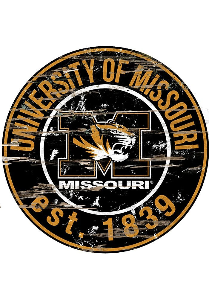Missouri Tigers Established Date Circle 24 Inch Sign - Black