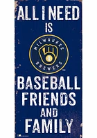 Milwaukee Brewers Football Friends and Family Sign - Navy Blue