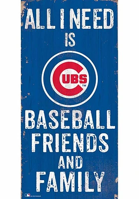 Chicago Cubs Football Friends and Family Sign - Blue