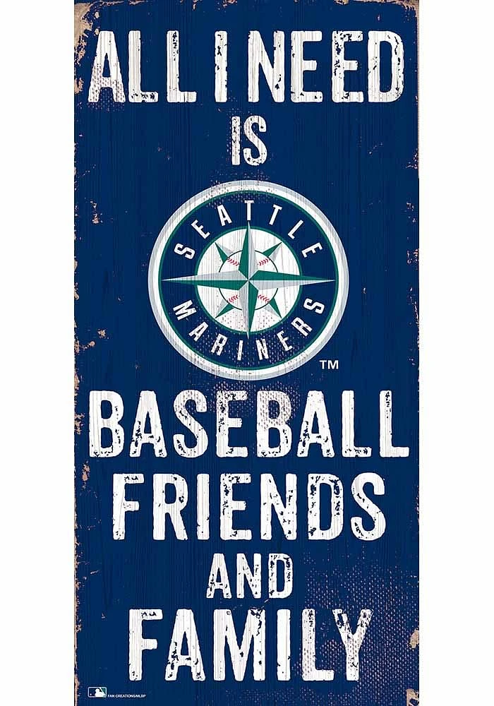 Seattle Mariners Football Friends and Family Sign - Navy Blue