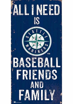 Seattle Mariners Football Friends and Family Sign - Navy Blue