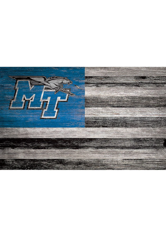 Middle Tennessee Blue Raiders Distressed Flag 11x19 Sign - Blue