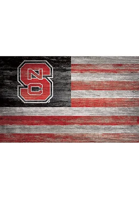 NC State Wolfpack Distressed Flag 11x19 Sign - Black