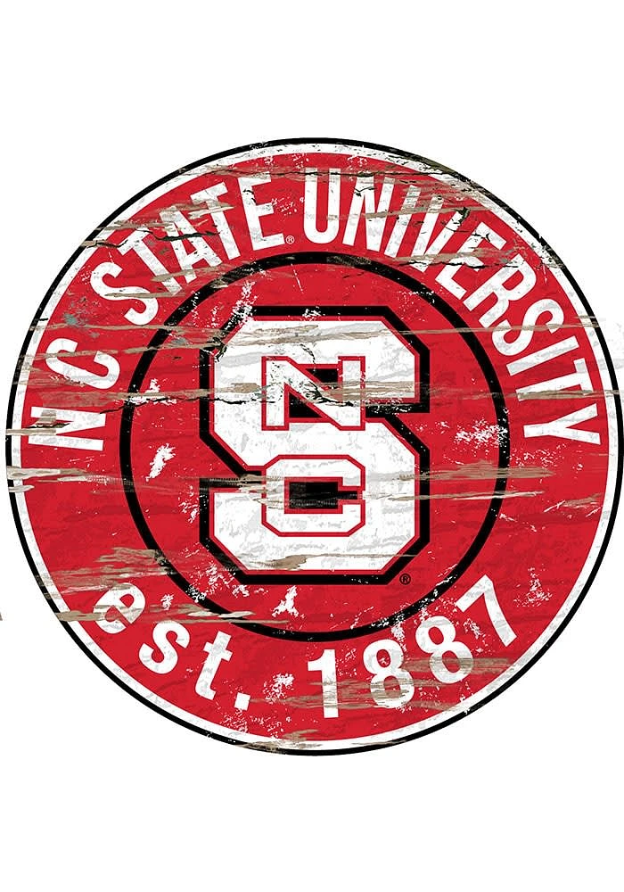 NC State Wolfpack Established Date Circle 24 Inch Sign - Red