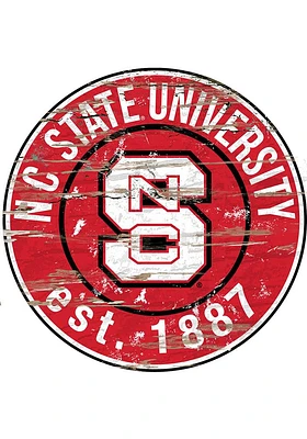 NC State Wolfpack Established Date Circle 24 Inch Sign - Red