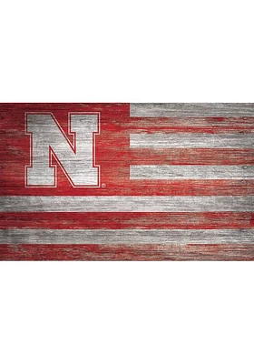Nebraska Cornhuskers Distressed Flag 11x19 Sign - Red