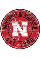 Nebraska Cornhuskers Established Date Circle 24 Inch Sign - Red