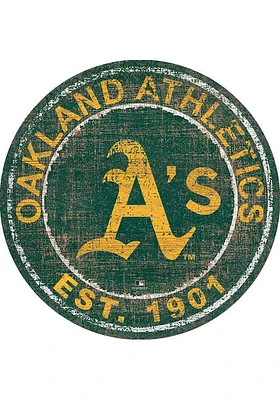 Oakland Athletics Round Heritage Logo Sign - Green