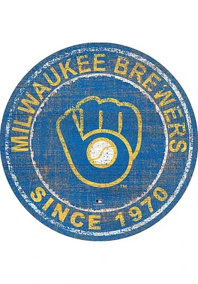 Milwaukee Brewers Round Heritage Logo Sign - Navy Blue