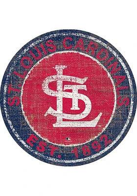St Louis Cardinals Round Heritage Logo Sign - Red