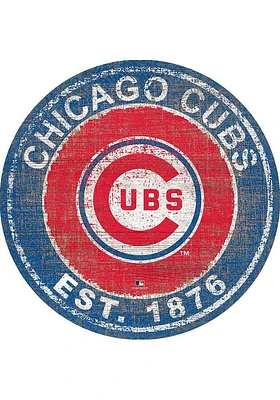 Chicago Cubs Round Heritage Logo Sign - Blue