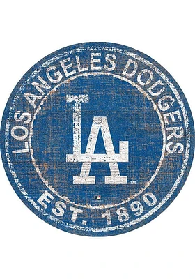 Los Angeles Dodgers Round Heritage Logo Sign - Blue