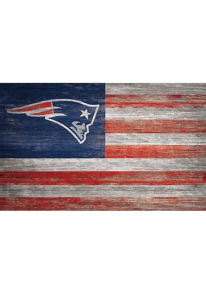 New England Patriots Distressed Flag 11x19 Sign - Blue