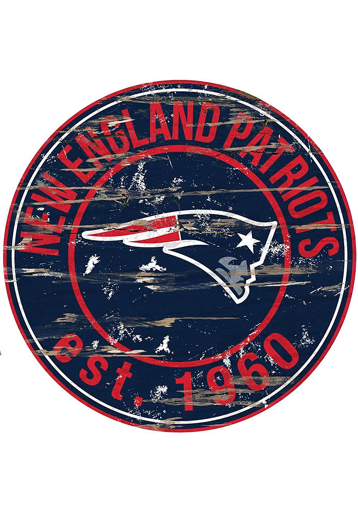 New England Patriots Established Date Circle 24 Inch Sign - Blue