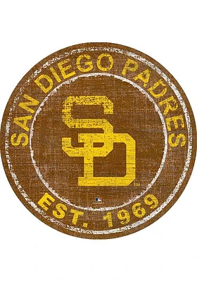San Diego Padres Round Heritage Logo Sign - Brown